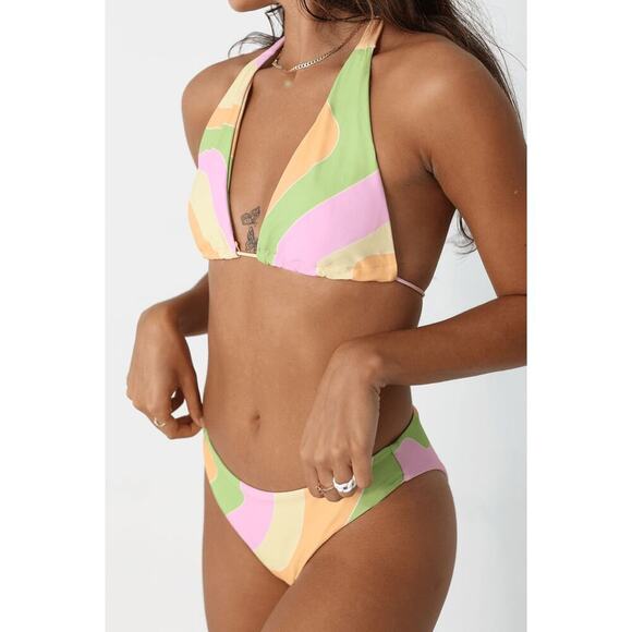 Aurelle Retro Pink, Green, and Orange Bikini Size Medium - Picture 1 of 10